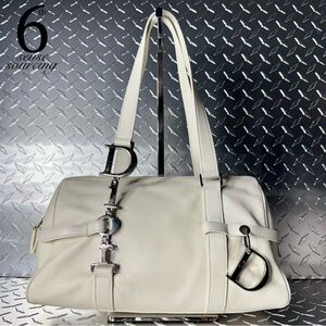 Dior Vintage Charm Logo Small Bowler Bag in White